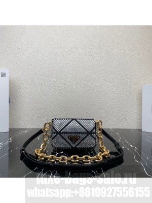 Prada Satin mini-bag with crystals 1BD329 black