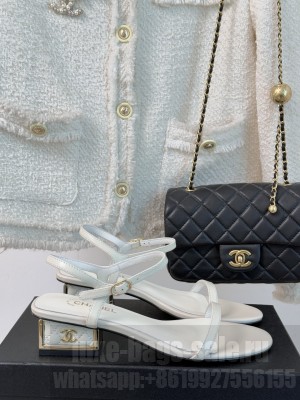 Chanel lambskin sandals with cc logo heel 01