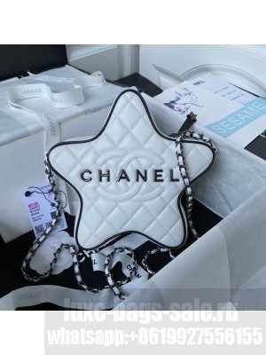 Chanel 24C Star Handbag - Lambskin & Guns-Tone Metal AS4579 White