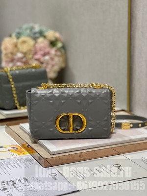 SMALL DIOR CARO BAG Cannage Calfskin with Diamond Motif M9243UW gray&gold