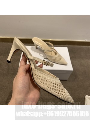 Christian Dior Capture Heeled Mule Gold-Tone Metallic Mesh Cannage Embroidery and Strass 2022 Collection
