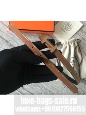 Hermes Width 1.3cm Reversible Leather Constance H Buckle Belt Brown/Pink Gold