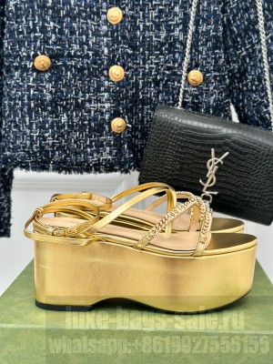 Gucci Signoria 7.5cm Platform Sandals Gold