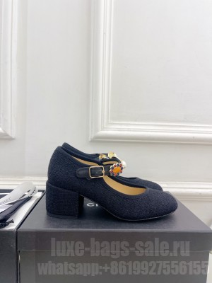 Chanel Women's Wool Tweed,Imitation Pearls & Metal Mary Jane 5cm Pump black 2024