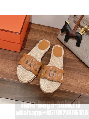 HERMES CHAINE D'ANCRE FAMOSA ESPADRILLES BROWN