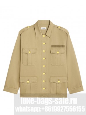 Celine Women's Saharienne Jacket In Technical Cotton Khaki