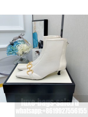 Gucci Women's Black GG Horsebit Lampskin Heel 4.5cm Ankle Boot 2021 Collection