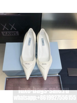 Prada Leather gabardine 3cm White pumps 