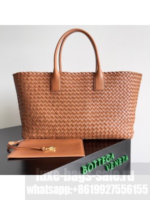 Bottega Veneta Large intreccio leather tote bag 608811 Golden Brown