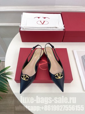 Valentino Garavani The Bold Edition Vlogo Slingback Ballerina In Black Calfskin 2025