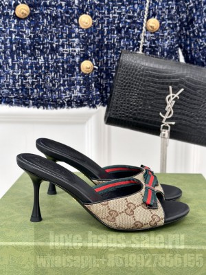 Gucci 7.5cm Beige and ebony Original GG canvas Slide Sandals
