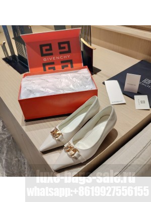 GIVENCHY PUMPS IN LEATHER WITH METALLIC DETAILS 2022 COLLECTION,WHITE