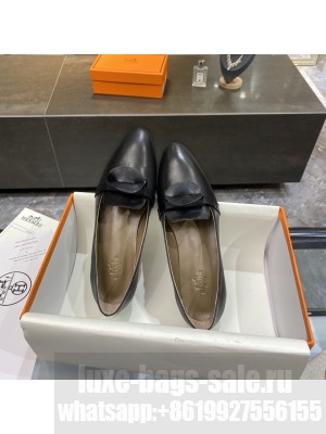 Hermes Bilbao ballet Goatskin Black flat Loafer 2021 Collection