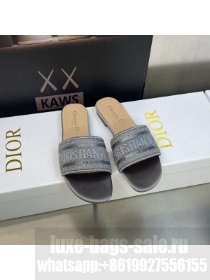 Dior Dway Slide Sandals in Cotton Embroidered 2023 Collection 041