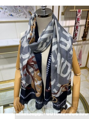 Fendi Women s O Lock Long Scarf Gray