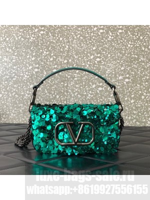 VALENTINO V-logo MINI LOCO sequin and leather bag WA0K53-3