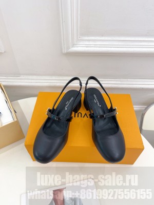 Louis Vuitton Romy Slingback Lambskin Black Pump 