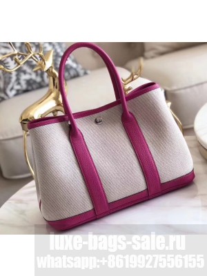 Hermes Canvas Garden Party 30/36 Bag Fuchsia/Creamy