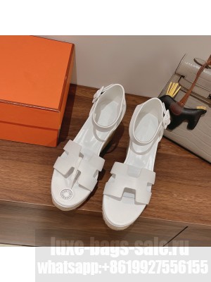 HERMES HEEL 8.5CM PLATFORM 5CM ELDA WEDGE ESPADRILLES 010