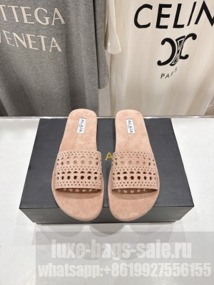 Alaïa IN VIENNE SUEDE SLIDES BEIGE