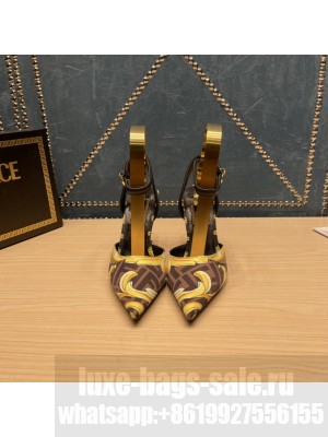 Fendace printed silk high-heeled slingbacks Brown 2022 Collection