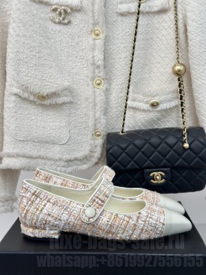 Chanel Tweed Mary Janes Ballet Flat Pointed Toe 2024 03