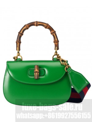 Gucci Small Top Handle Bag With Bamboo 675797 Green