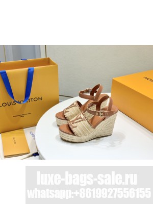 Louis Vuitton Starboard Wedge Sandal 10cm in LV Raffia and Leather 01