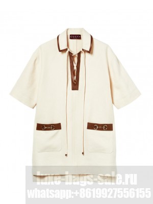Gucci Women's Linen Canvas Dress With Horsebit Cream