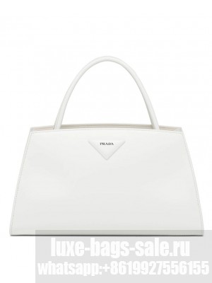 Prada Brushed Leather Handbag 1BA327 Cream