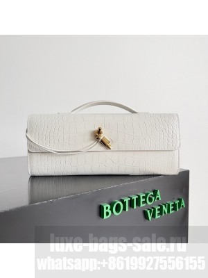 Bottega Veneta Long Clutch Andiamo With Handle alligator leather 741511 white