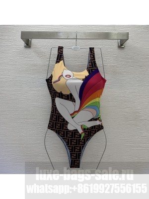 Fendi Rainbow Girl Print Swimsuit 2022 Collection 059