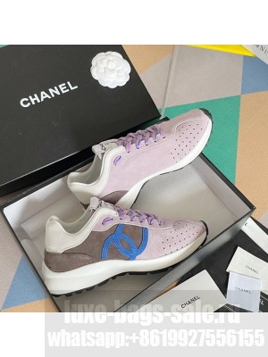Chanel G39074 Suede Sneakers Purple/Gray 2022 Collection