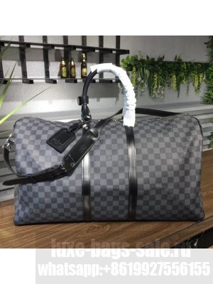 Louis Vuitton Keepall 55 Bandouliere Duffle Bag Damier Graphite Canvas Fall/Winter 2017 Collection N41413, Graphite