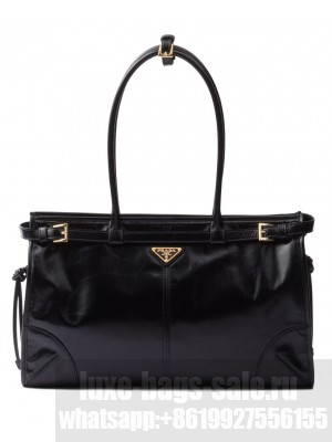 Prada Large Leather Handbag 1BA433 Black