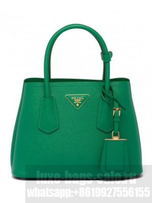 Prada Double Saffiano Leather Mini Bag Green