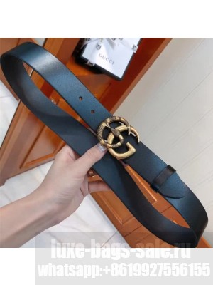 Gucci Leather Men's Belt with Snake Buckle 38mm Width Black 