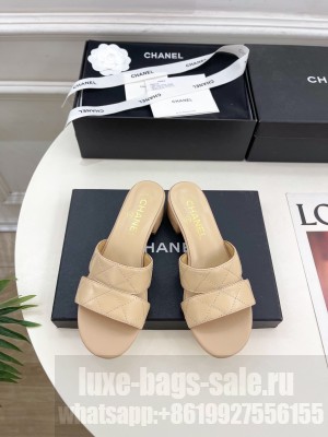Chanel 4cm Lambsink Quilted Mule Beige 2025