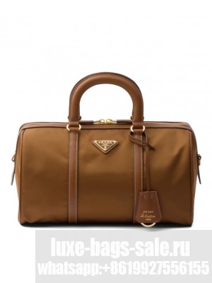 Prada Fever-Edition recycled nylon and Safiano leather tote Coffee