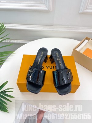 Louis Vuitton Shake Slide Sandals 5.5cm in Black Patent Leather with LV Twist 2023 011