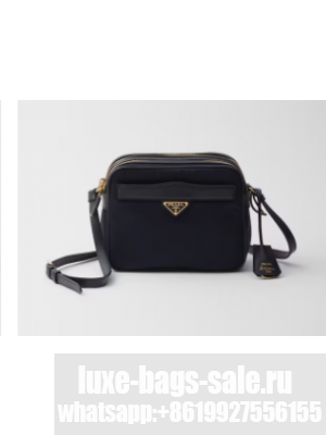 Prada Re-Nylon and brushed leather shoulder bag 1BH218 black