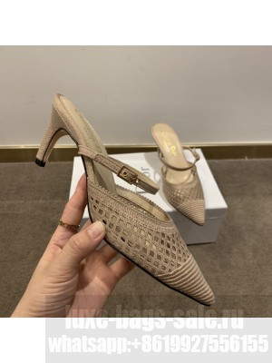 Christian Dior Dior Capture Heeled Mule Beige Mesh Cannage Embroidery 2022 Collection