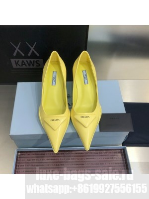 Prada Leather gabardine 3cm Yellow pumps 