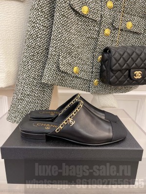 Chanel Heel 2cm Chain Mule Black Spring 2022 Collection