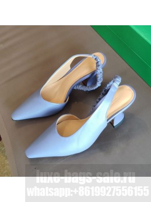 Bottega Veneta Almond Lambskin Slingback Pumps Blue  2021 Collection