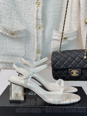 Chanel lambskin sandals with cc logo heel 02