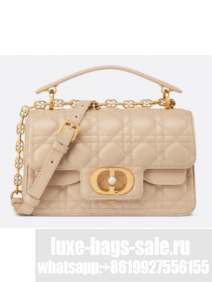 Small Dior Jolie Top Handle Bag Cannage Calfskin M9271U Powder Beige