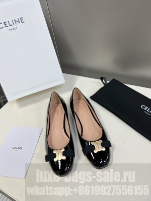 CELINE PATENT LEATHER FLAT WITH TRIOMPHE BLACK
