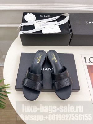 Chanel 4cm Lambsink Quilted Mule Black 2025