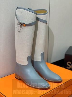 Hermes Women's Jumping Boot Light Blue